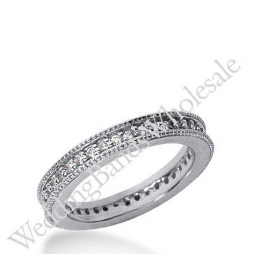 14k Gold Milgrain Diamond Eternity Wedding Bands, Prong Setting 0.50 ct. DEB37614K