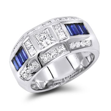 Astonishing 18K Gold & 3.5 Carat Diamond Sapphire Ring by Luxurman