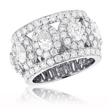 Custom Unique 18K Gold & 6.55 Carat Diamond Wide Wedding Band