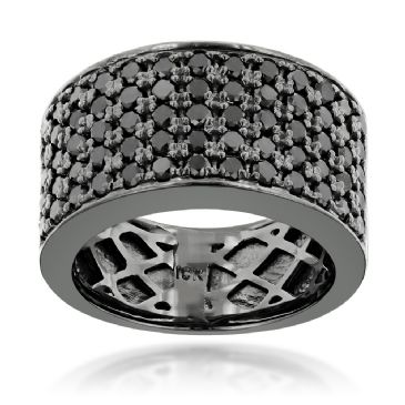 Designer 10K Gold & 1.67 Carat Black Diamond Wedding Band for Men