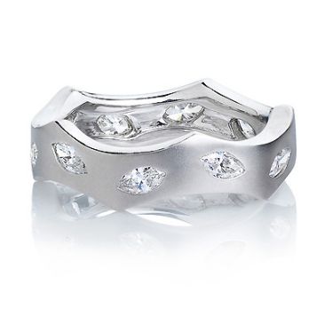 Designer 18K Gold & 0.71 Carat Diamond Marquise Eternity Ring