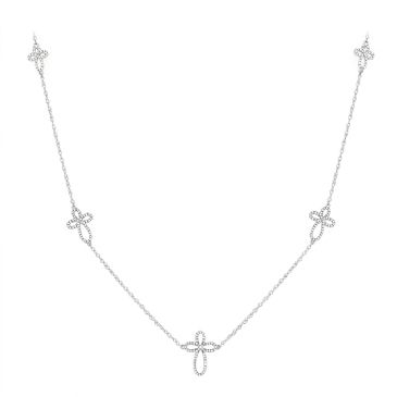 Designer Mini-Cross Diamond Necklace With 14K Gold