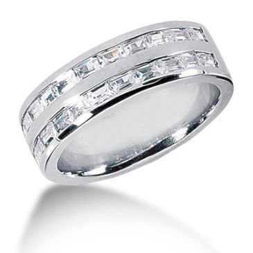 Elegant 18K Gold & 1.10 Carat Diamond Baguette Wedding Ring for Men
