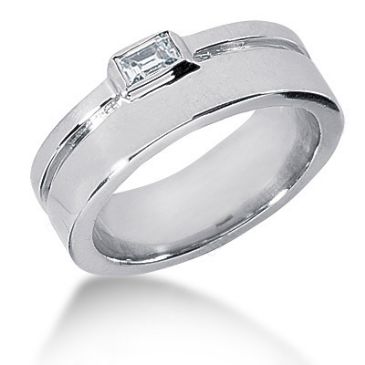 Emerald Cut 18K Gold & 0.33 Carat Diamond Wedding Ring for Men
