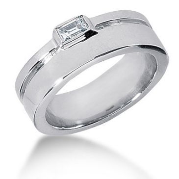 Emerald Cut Platinum & 0.33 Carat Diamond Wedding Ring for Men