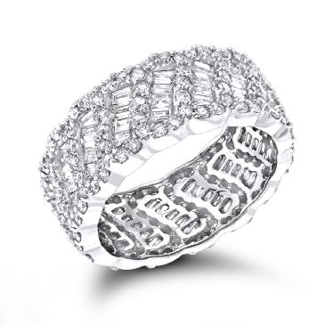 Exceptional 18K Gold & 2.5 Carat Diamond Designer Eternity Band