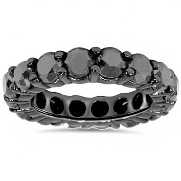 Exquisite 14K Black Gold & 5 Carat Black Diamond Eternity Ring