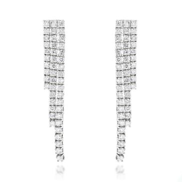 Ladies 14K Gold & 3.78 Carat Diamond String Earrings 