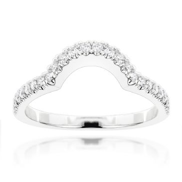 Lovely 14K Gold & 0.6 Carat Diamond Curved Wedding Band for Ladies