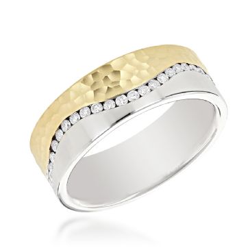 Luxurman 14K Gold & 0.6 Carat Diamond Two Tone Eternity Band for Men