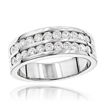 Luxurman 14K Gold & 1.5 Carat Round Cut Diamond Wedding Ring for Men