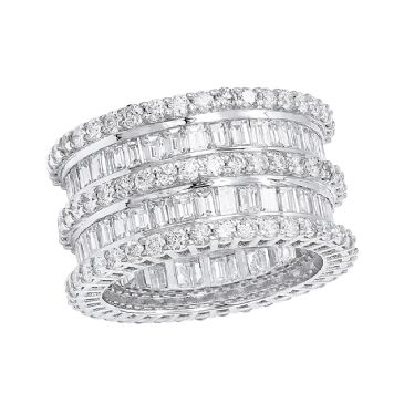 Luxurman 18K Gold & 7.8 Carat Round Diamond Baguette Eternity Ring