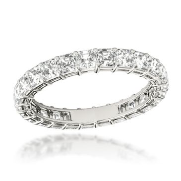 Outstanding Platinum & 2 Carat Asscher Cut Diamond Eternity Band