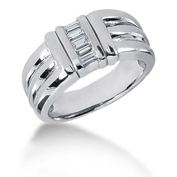 Platinum & 0.25 Carat Diamond Baguette Cut Wedding Ring for Men