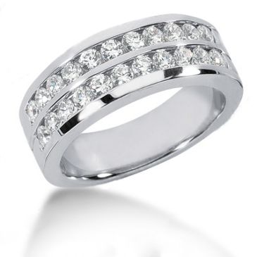 Platinum & 1.32 Carat Round Diamond Wedding Band for Men