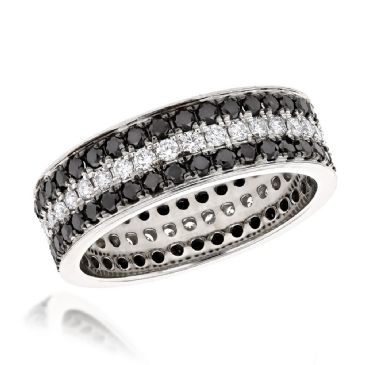 Platinum & 2.85 Carat White and Black Diamond Eternity Band