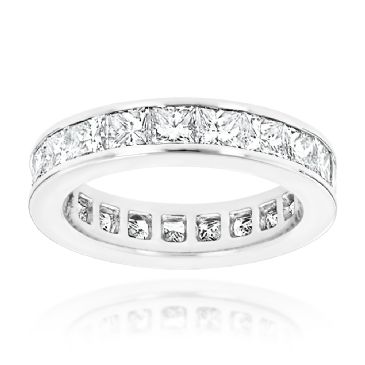 Platinum & 3.40 Carat Princess Cut Diamond Eternity Band