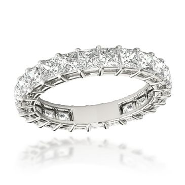 Platinum & 3 Carat Cushion Cut Diamond Eternity Band