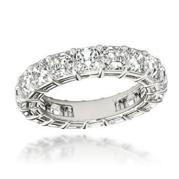 Platinum & 6 Carat Asscher Cut Diamond Eternity Ring for Women