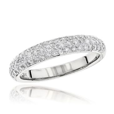 Thin 14K Gold & 0.75 Carat Round Diamond Pave Cut Eternity Band