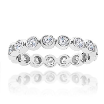 Thin 14K Gold & 1.25 Carat Bezel Set Round Diamond Eternity Ring