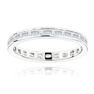 Thin 14K Gold & 1.60 Carat Diamond Baguette Eternity Band