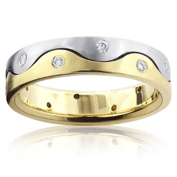 Yin Yang 14K Gold & 0.15 Carat Diamond Two Tone Eternity Band for Men