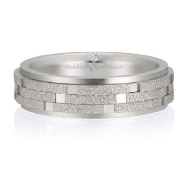 Platinum 950 6mm Diamond Cut Wedding Band Checker Board Design 721