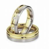 14k His & Hers Two Tone Gold 0.30 ct Diamond 086 Wedding Band Set HH08614K