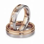 14k His & Hers Two Tone Gold 0.30 ct Diamond 087 Wedding Band Set HH08714K