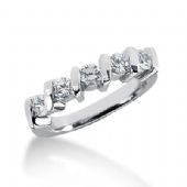 14K Gold Diamond Anniversary Wedding Ring 5 Round Brilliant Diamonds 0.75ctw 115WR39514K