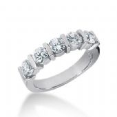 14K Gold Diamond Anniversary Wedding Ring 5 Round Brilliant Diamonds 1.25ctw 121WR17614K