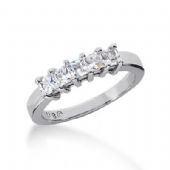 14K Gold Diamond Anniversary Wedding Ring 5 Princess Cut Diamonds 0.8ctw 124WR22814K