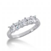 14K Gold Diamond Anniversary Wedding Ring 5 Princess Cut Diamonds 1.4ctw 127WR25014K