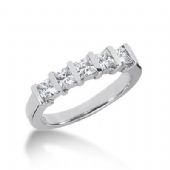 14K Gold Diamond Anniversary Wedding Ring 5 Princess Cut Diamonds 0.8ctw 129WR66614K
