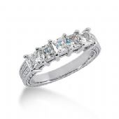 14K Gold Diamond Anniversary Wedding Ring 5 Princess Cut Diamonds 1.40ctw 131WR18814K
