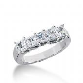 14K Gold Diamond Anniversary Wedding Ring 5 Princess Cut Diamonds 1.35ctw 134WR35714K