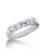 14K Gold Diamond Anniversary Wedding Ring 5 Princess Cut Diamonds 0.8ctw 136WR132414K