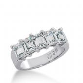 14K Gold Diamond Anniversary Wedding Ring 5 Emerald Cut Diamonds 3.25ctw 142WR19514K