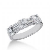 14K Gold Diamond Anniversary Wedding Ring 6 Princess Cut Diamonds, 4 Straight Baguette Diamonds 1.16ctw 150WR42214K