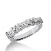 14K Gold Diamond Anniversary Wedding Ring 2 Round Brilliant Diamonds, 3 Emerald Cut Diamonds 1.30ctw 151WR191614K