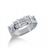 14K Gold Diamond Anniversary Wedding Ring 4 Round Brilliant, 6 Straight Baguette Diamonds 1.86ctw 154WR222814K