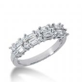 14K Gold Diamond Anniversary Wedding Ring 10 Round Brilliant Diamonds, 8 Straight Baguette Diamonds 0.86ctw 155WR221214K