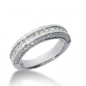 14K Gold Diamond Anniversary Wedding Ring 16 Princess Cut, 40 Round Brilliant Diamonds 1.20ctw 162WR65514K