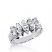 14K Gold Diamond Anniversary Wedding Ring 5 Marquise Shaped Diamonds 1.85ctw 178WR32914K