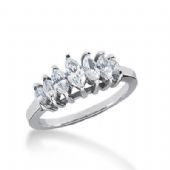 14K Gold Diamond Anniversary Wedding Ring 7 Marquise Shaped Diamonds 0.97ctw 180WR106314K