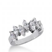14K Gold Diamond Anniversary Wedding Ring 7 Marquise Shaped Diamonds 1.40ctw 181WR35014K