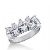 14K Gold Diamond Anniversary Wedding Ring 5 Pear Shaped Diamonds 2.50ctw 182WR37214K
