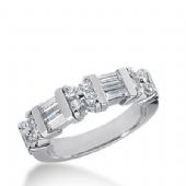 14K Gold Diamond Anniversary Wedding Ring 12 Round Brilliant, 6 Straight Baguette Diamonds 0.96ctw 192WR184914K