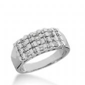 14K Gold Diamond Anniversary Wedding Ring 16 Round Brilliant, 12 Straight Baguette Diamonds 0.60ctw 193WR165514K